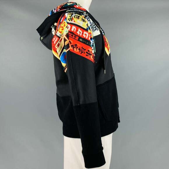 NEIL BARRETT Black Multi Color Print Hooded Jacket - Picture 2 of 7